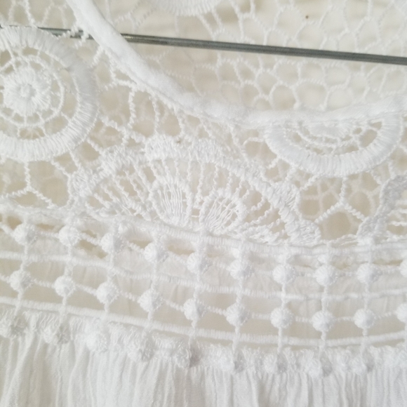 INDIGO ROSE Peasant Boho White Crochet Lace Blouse Size S - Picture 8 of 11